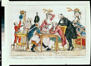 Caricatura de Luís XVI (1754-93) jogando xadrez com um soldado da Guarda Nacional